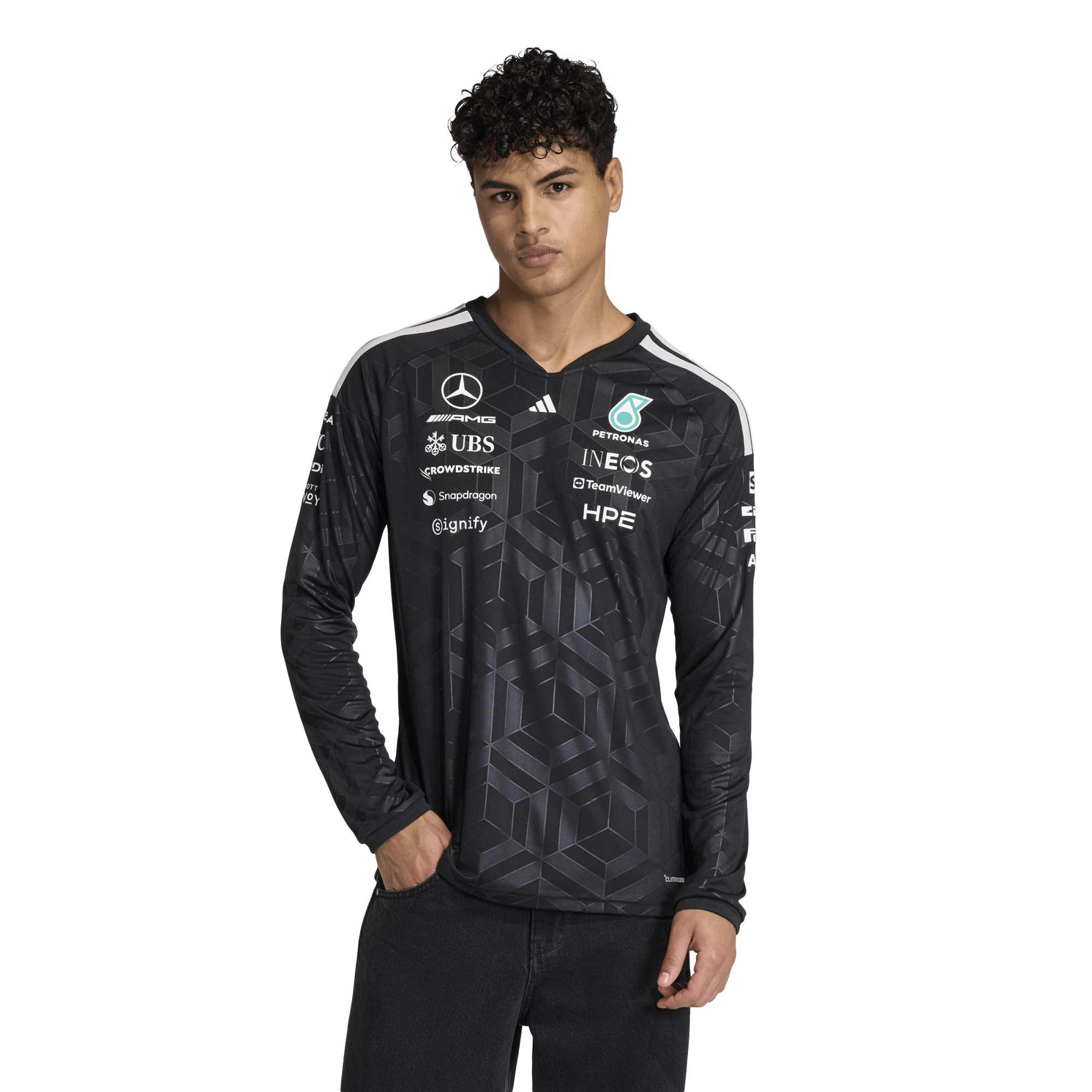 Maglia a maniche lunghe da pilota Mercedes AMG Petronas - Nera
