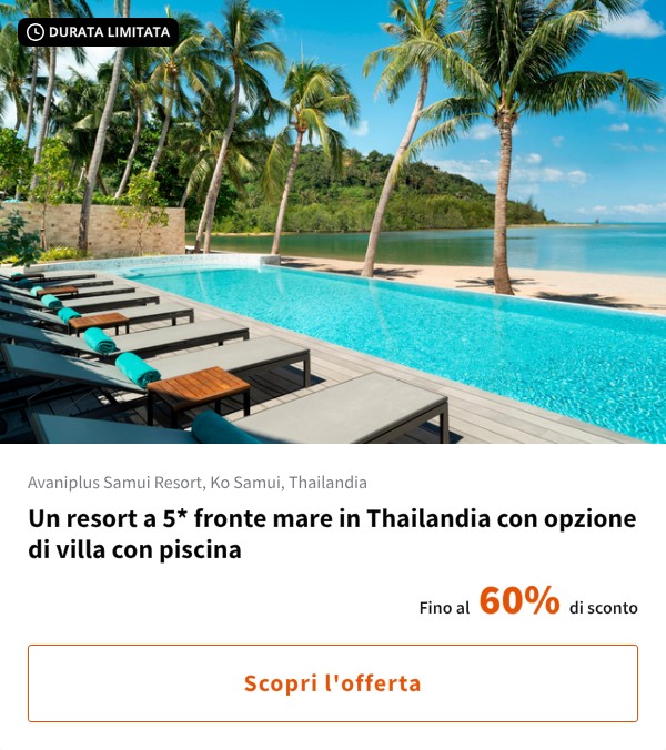 Un resort a 5* fronte mare in Thailandia con opzione di villa con piscina
