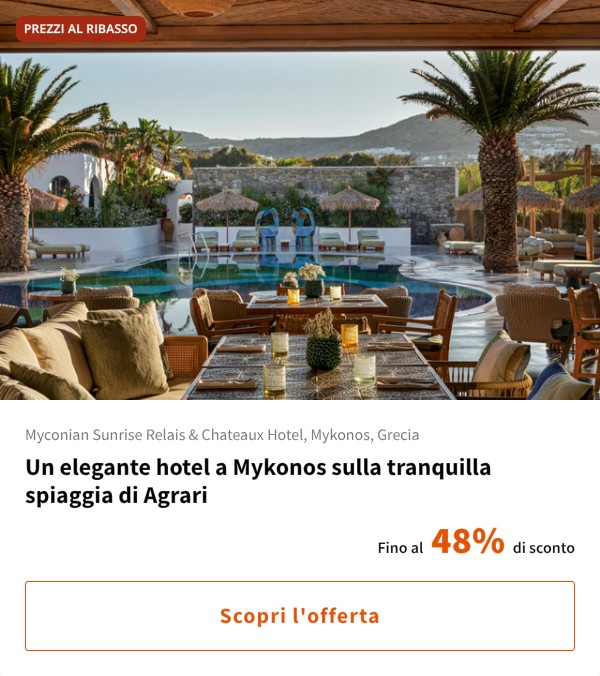 Un elegante hotel a Mykonos sulla tranquilla spiaggia di Agrari