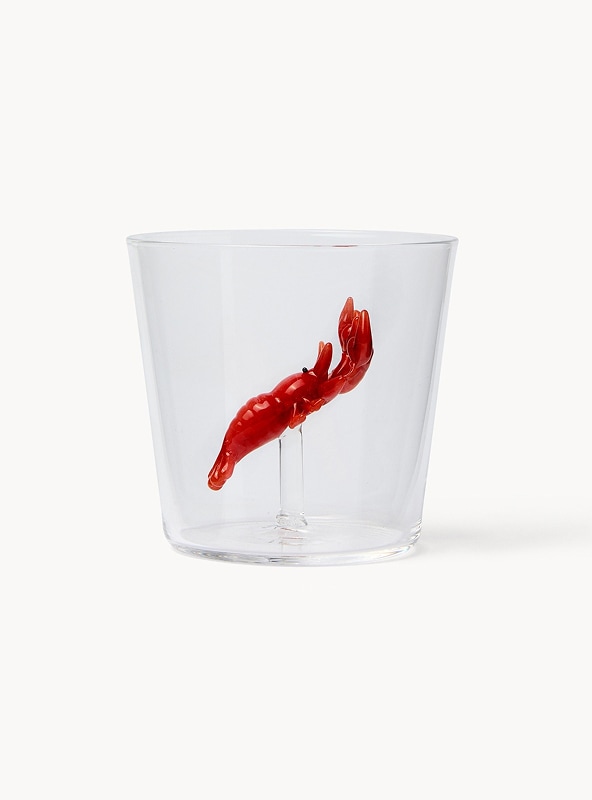 Bicchiere in vetro borosilicato dettaglio aragosta