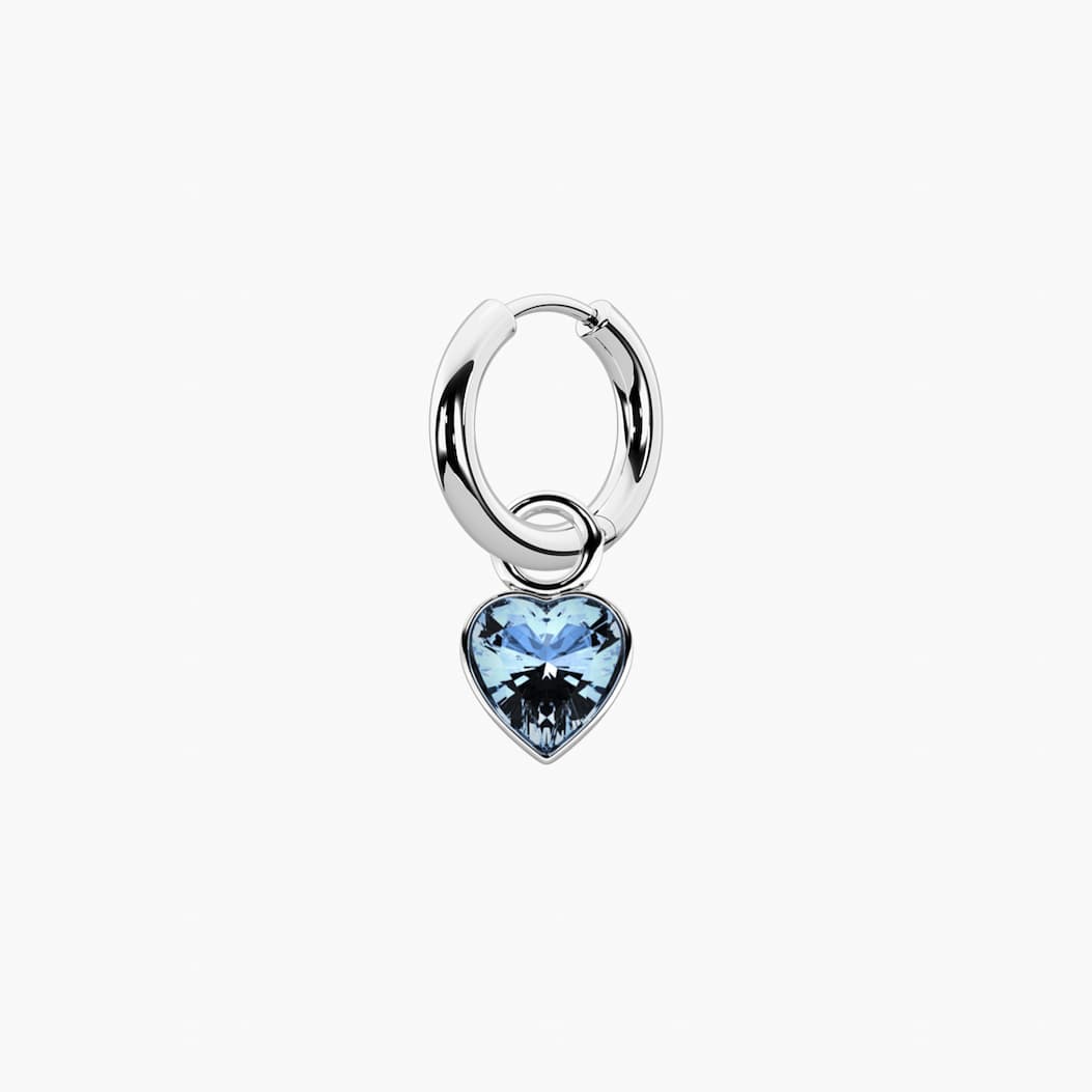 Orecchino a cerchio ONLY FUN con ciondolo a cuore azzurro&nbsp;ENERGIA | LOVE