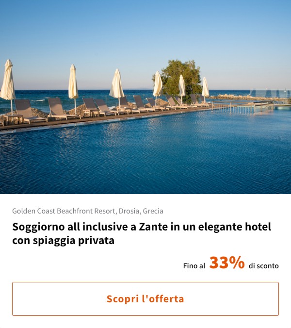 Soggiorno all inclusive a Zante in un elegante hotel con spiaggia privata