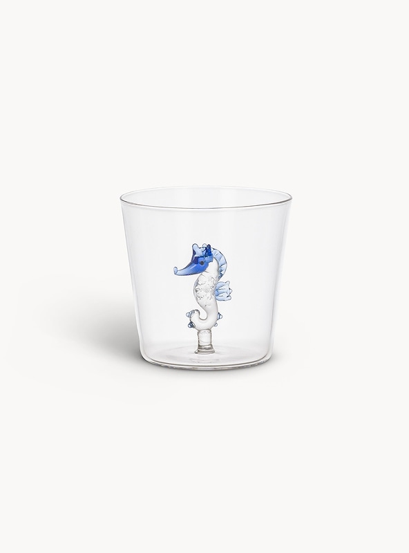 Bicchiere in vetro borosilicato dettaglio cavalluccio