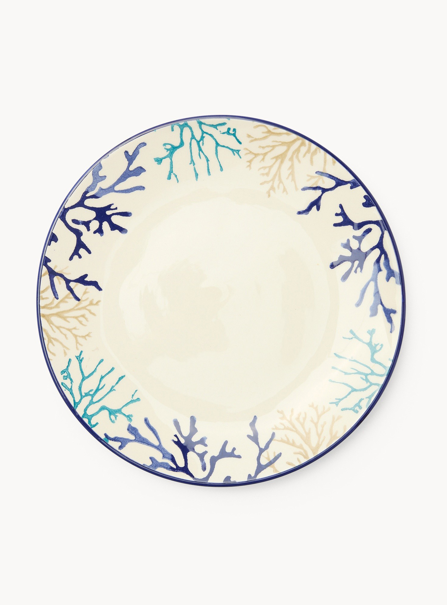 Piatto piano in ceramica decoro coralli