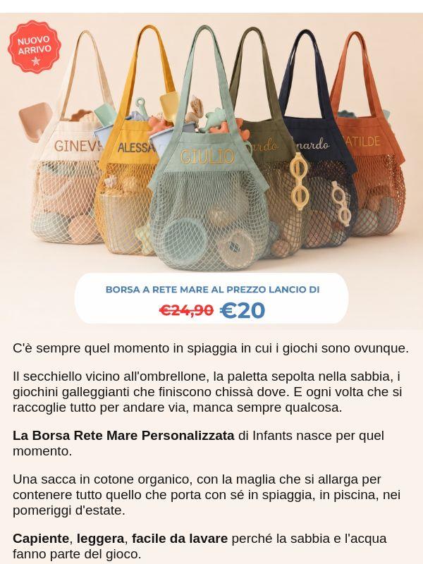 È arrivata la borsa rete mare personalizzata