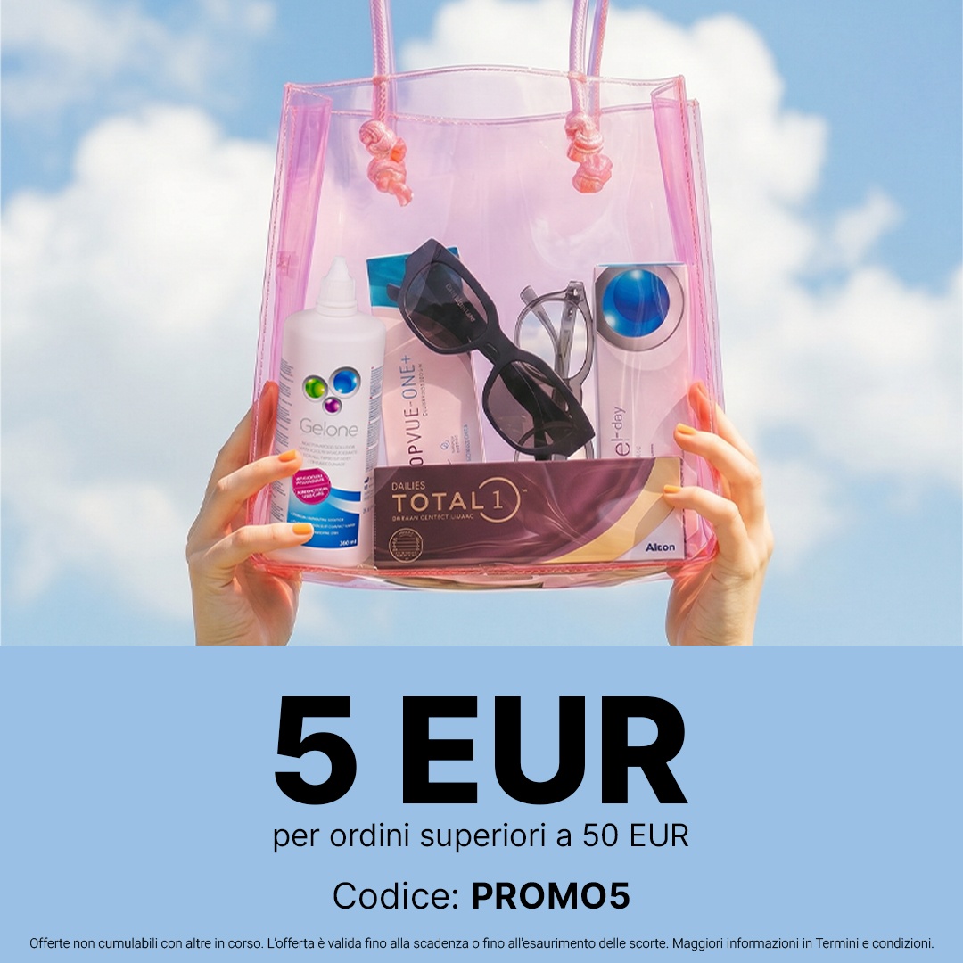 5 eur di sconto per ordini superiori a 50€. codice promo5