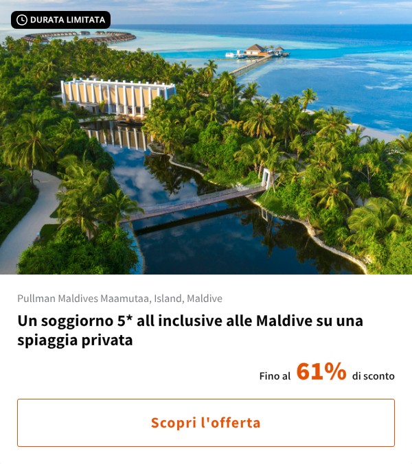 Un soggiorno 5* all inclusive alle Maldive su una spiaggia privata