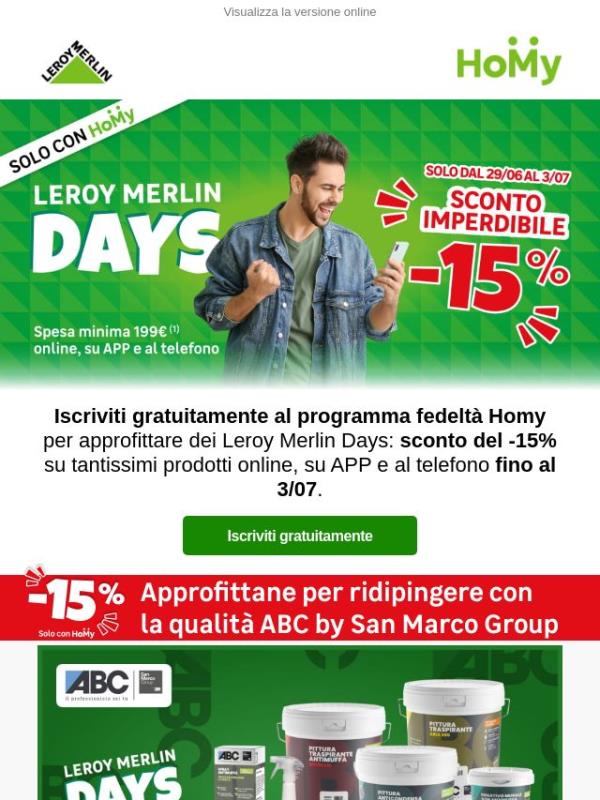 SCONTO -15%? Sono iniziati i Leroy Merlin Days 💚
