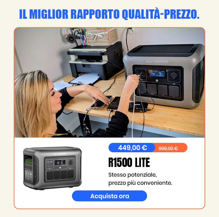 R1500 LITE Centrale Elettrica Portatile 1600W 1056Wh LiFeP04 Batteria