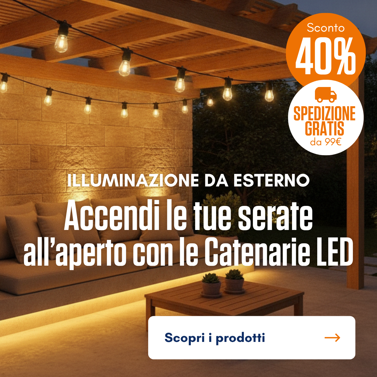 Accendi le tue serate all’aperto con le catenarie LED