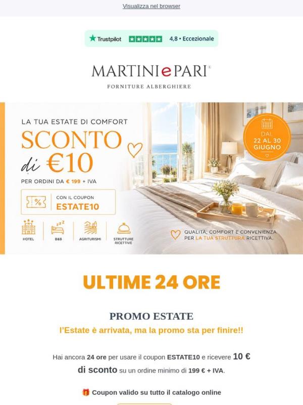 -24 ore Promo Estate 10: Per tutti gli ordini da € 199 + IVA sconto di € 10 | Coupon ESTATE10 🤍