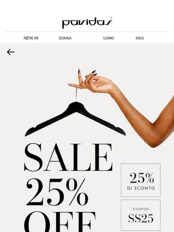 ⏰ 4 ore di shopping: -25% con il coupon SS25