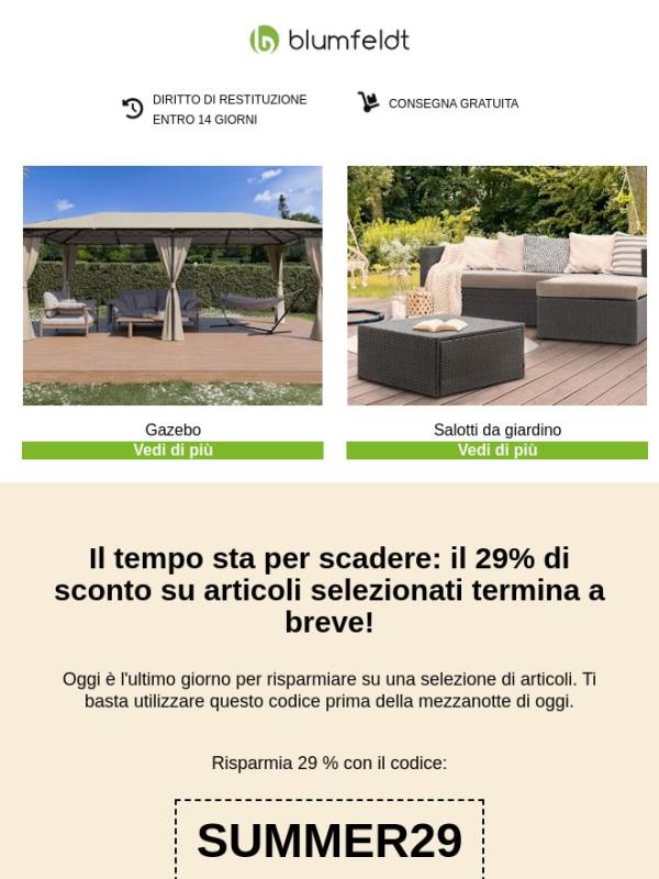 Te  li perderai? Lo sconto del 29% su articoli selezionati termina oggi