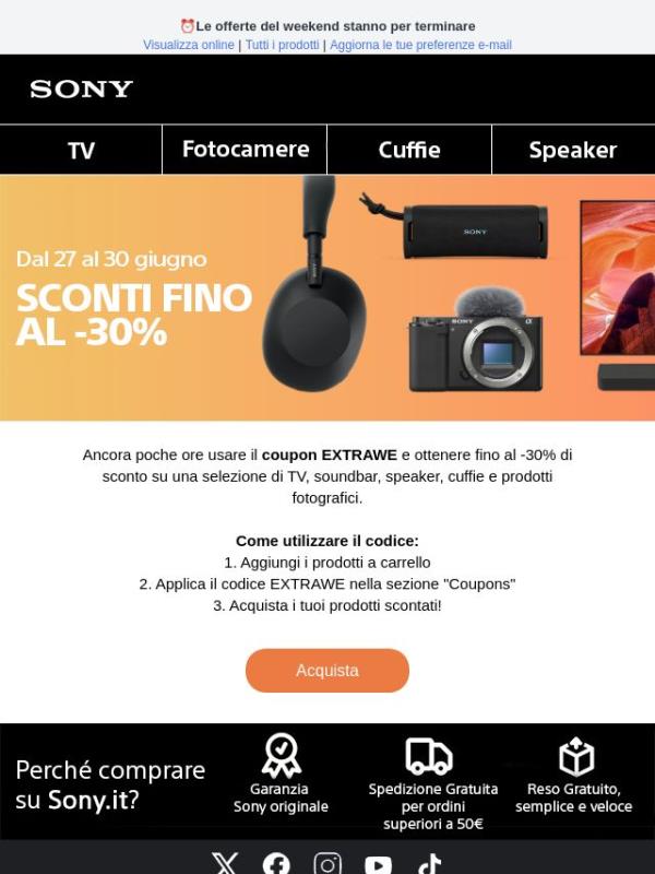 Promo Weekend: Ancora poche ore per avere fino al -30% di sconto