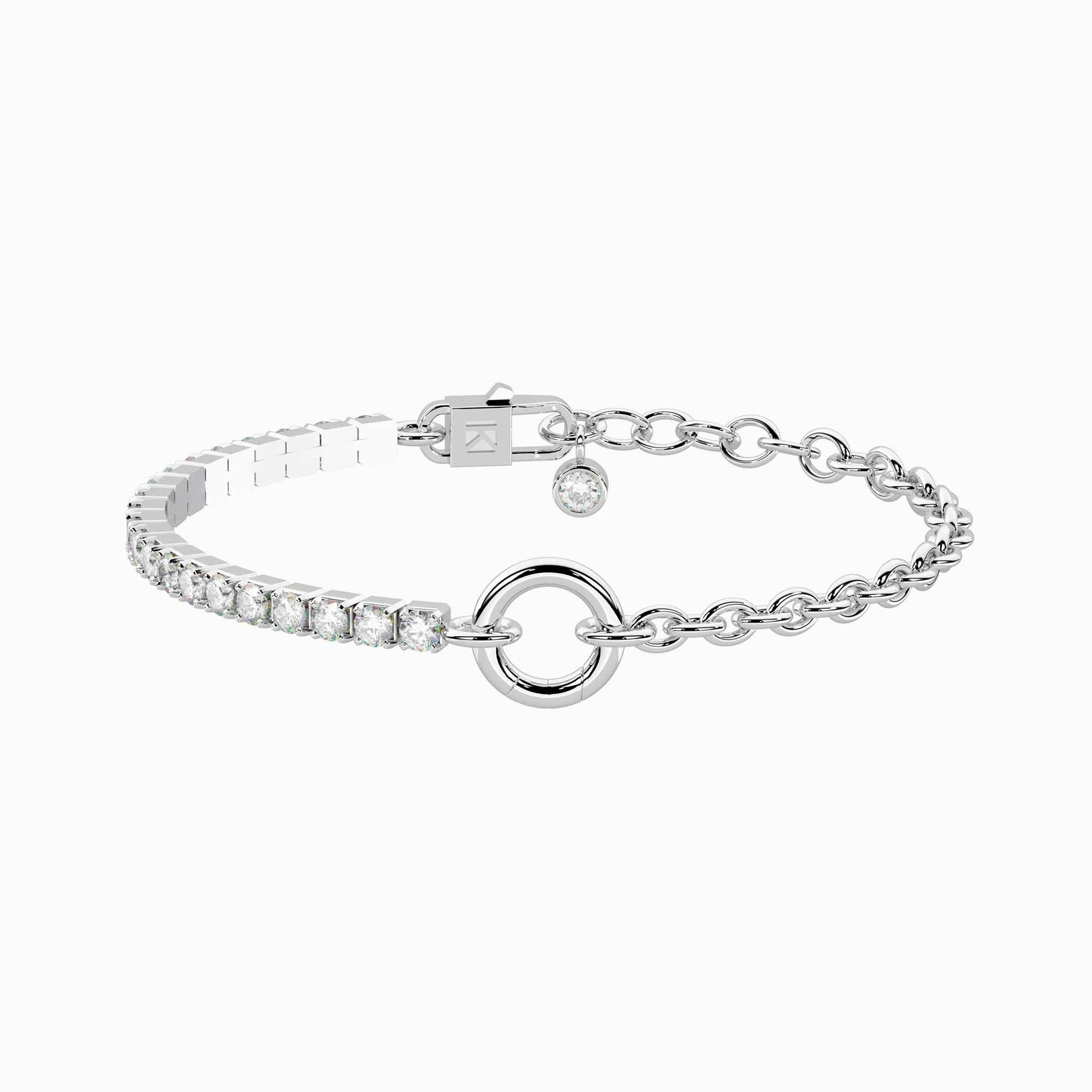 Image of Bracciale componibile in acciaio con zirconi DUETTO