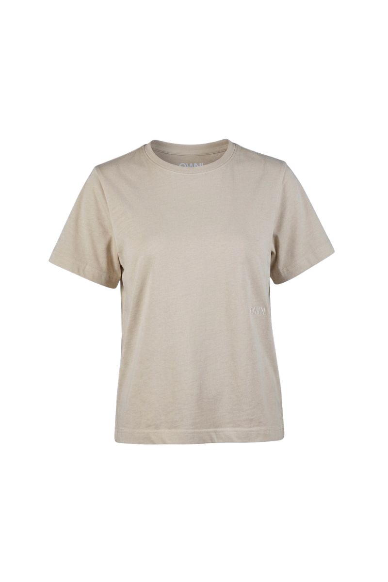 T-Shirt Girocollo in Jersey Beige