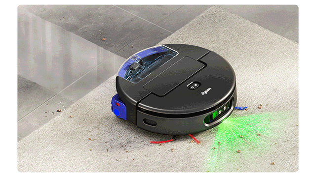 Dyson Spot+Scrub Ai robot vacuum emerges from its dock.
