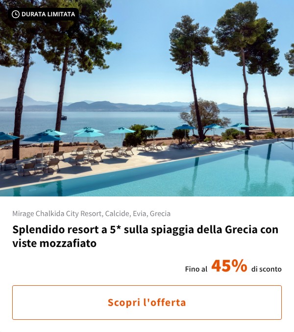 Splendido resort a 5* sulla spiaggia della Grecia con viste mozzafiato
