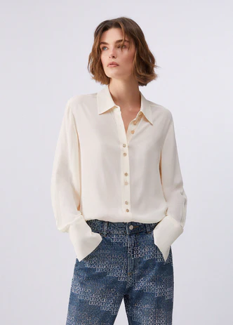 Camicia con Bottoni Logati / Beige