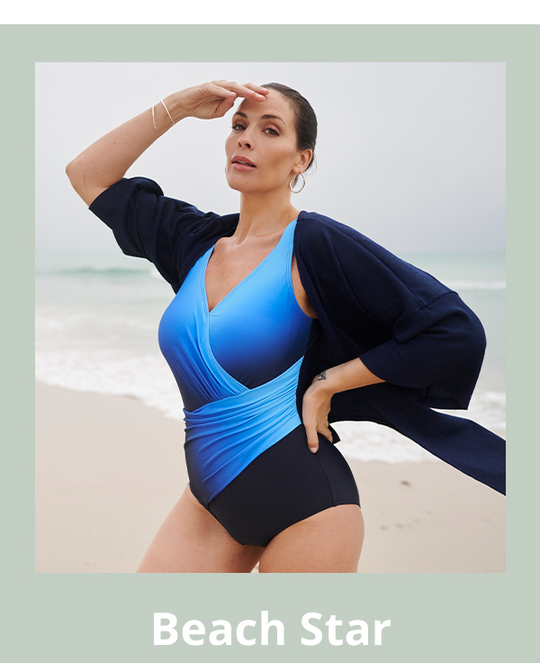 Costume da bagno con drappeggio, gradiente di colore, coppe morbide e materiale riciclato