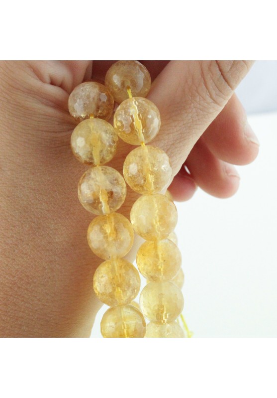 Image of 3 Sfere Sfaccettate di QUARZO CITRINO 12mm Super EXTRA - Cristalloterapia Fai da Te Bracciali e Collane