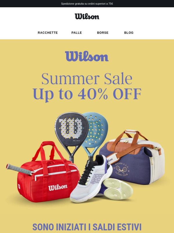 Saldi estivi: fino al 40% di sconto sugli articoli da padel