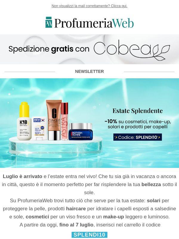 ☀️ -10% su cosmetici, make-up, solari e prodotti per capelli!