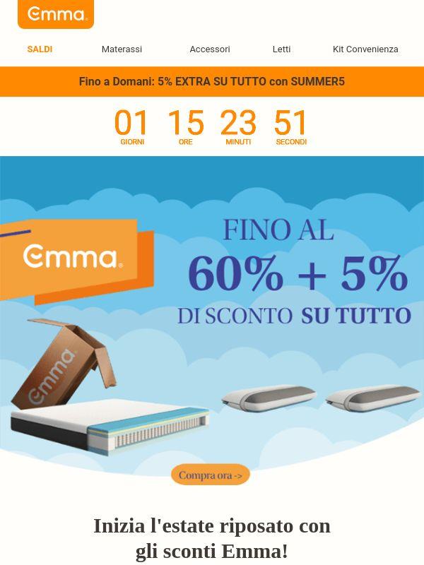 Fino 60% + 5% extra su tutto ☀️ Termina domani