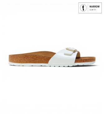 Sandali in Pelle Madrid Birko-Flor Patent (Vestibilità Stretta) bianco