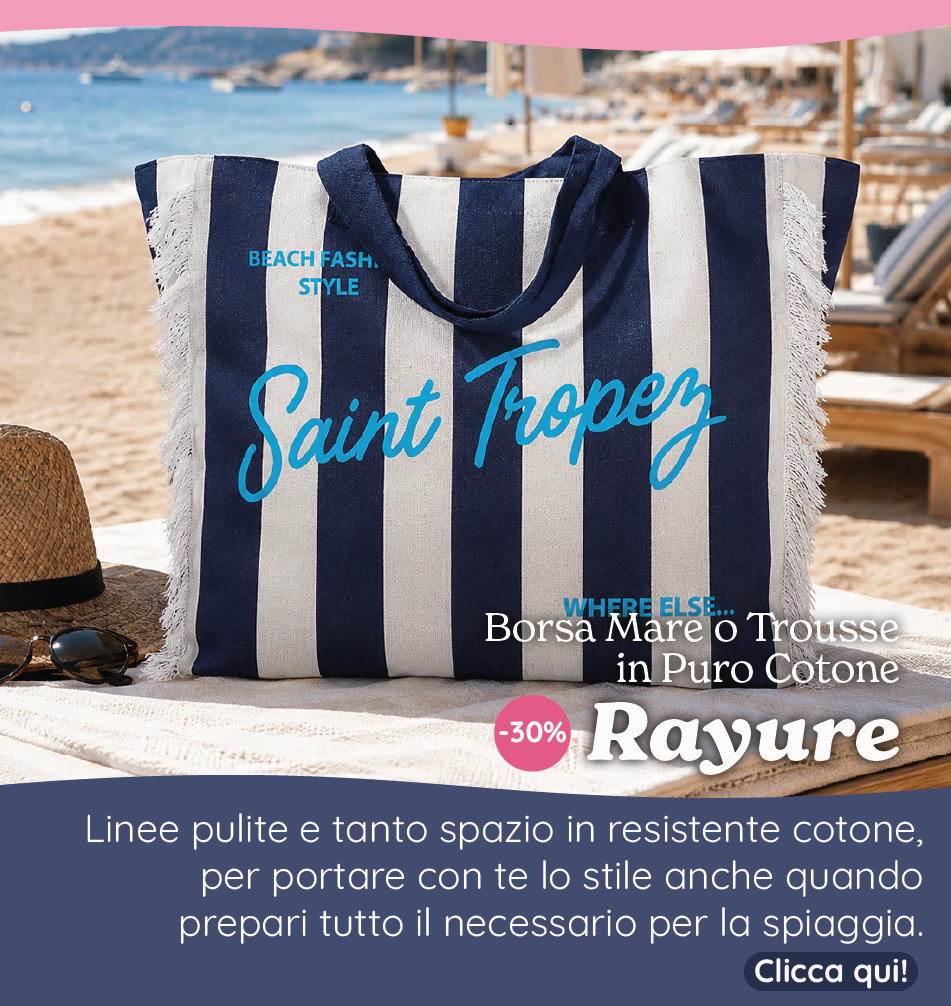 Borsa Mare o Trousse in Puro Cotone Rigata - Rayure