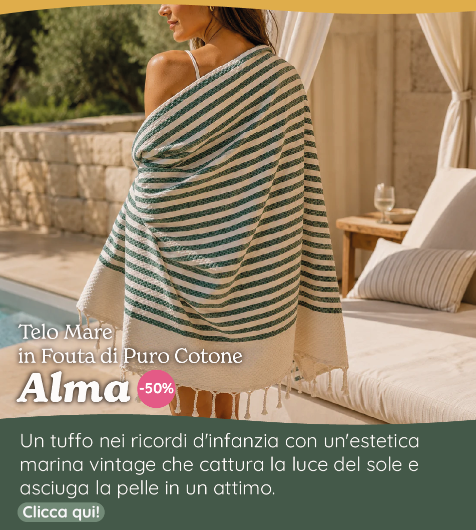 Telo Mare in Fouta di Puro Cotone a Righe Larghe - Alma