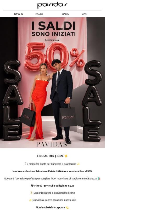 🔥 I saldi sono iniziati: fino al 50% da PAVIDAS