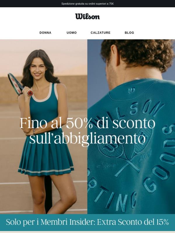 Fino al 50% di sconto sugli articoli sportswear + Extra 15% per i membri Insider