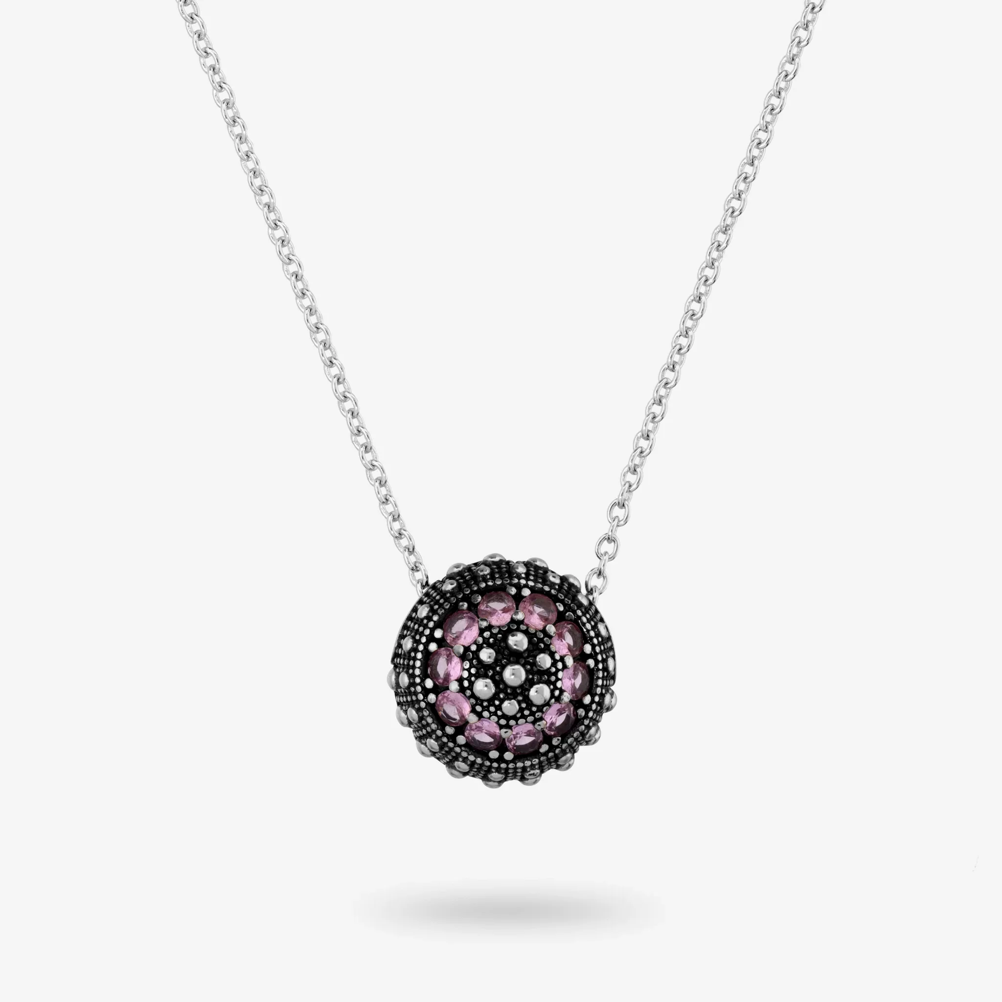 Image of Collana Ciondolo a Bottone Texture Riccio di Mare con Pietre