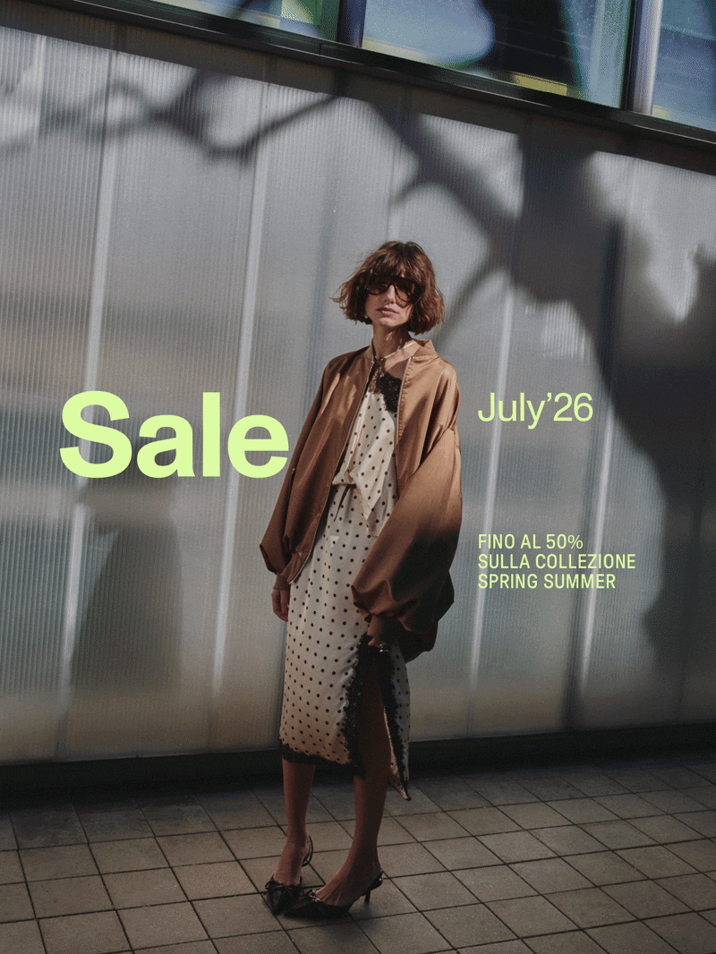Collage of nine fashion photos showing diverse models in summer clothing and accessories with overlaid 'Sale' text and 'July 26' date