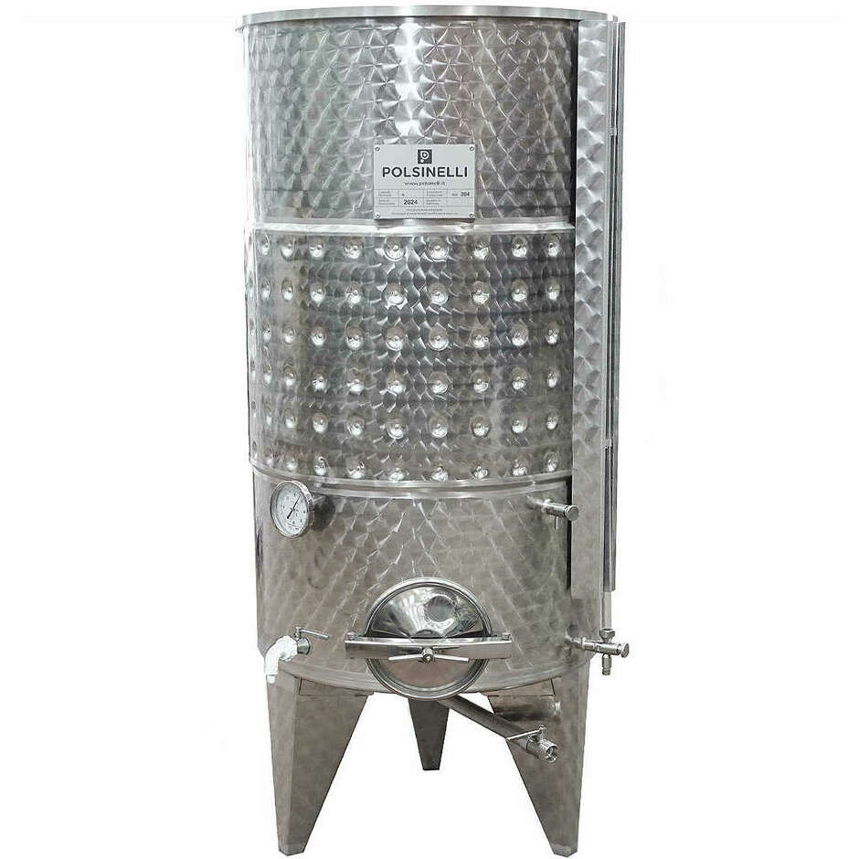 Serbatoio Inox 300 L Conico 10° Refrigerato con Galleggiante ad Aria e Portella Ø300