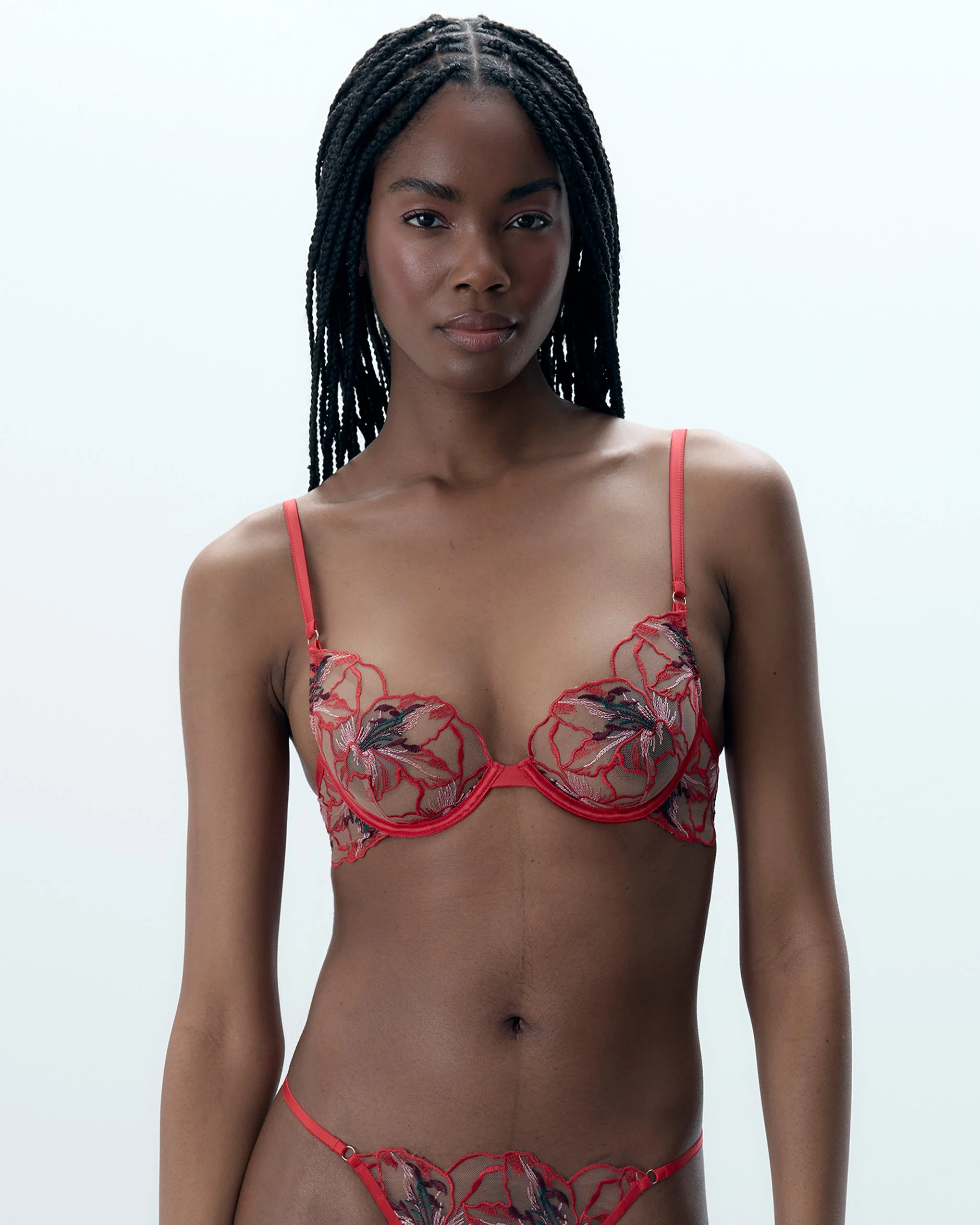 Image of Asha Reggiseno Floreale Rosso/Trasparente