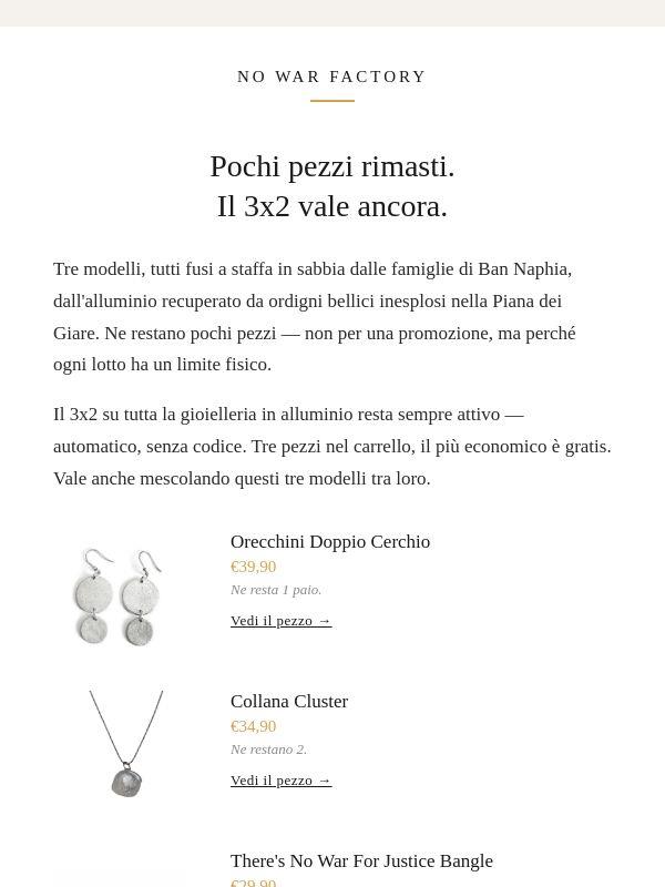 Pochi pezzi. Il 3x2 vale ancora.