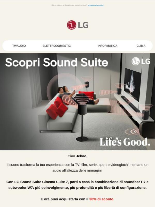 Cinema Suite 7: soundbar + subwoofer con il 30% di sconto