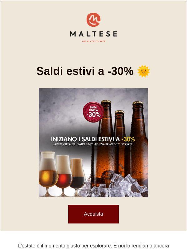 Iniziano i Saldi Estivi con super sconti 🍺