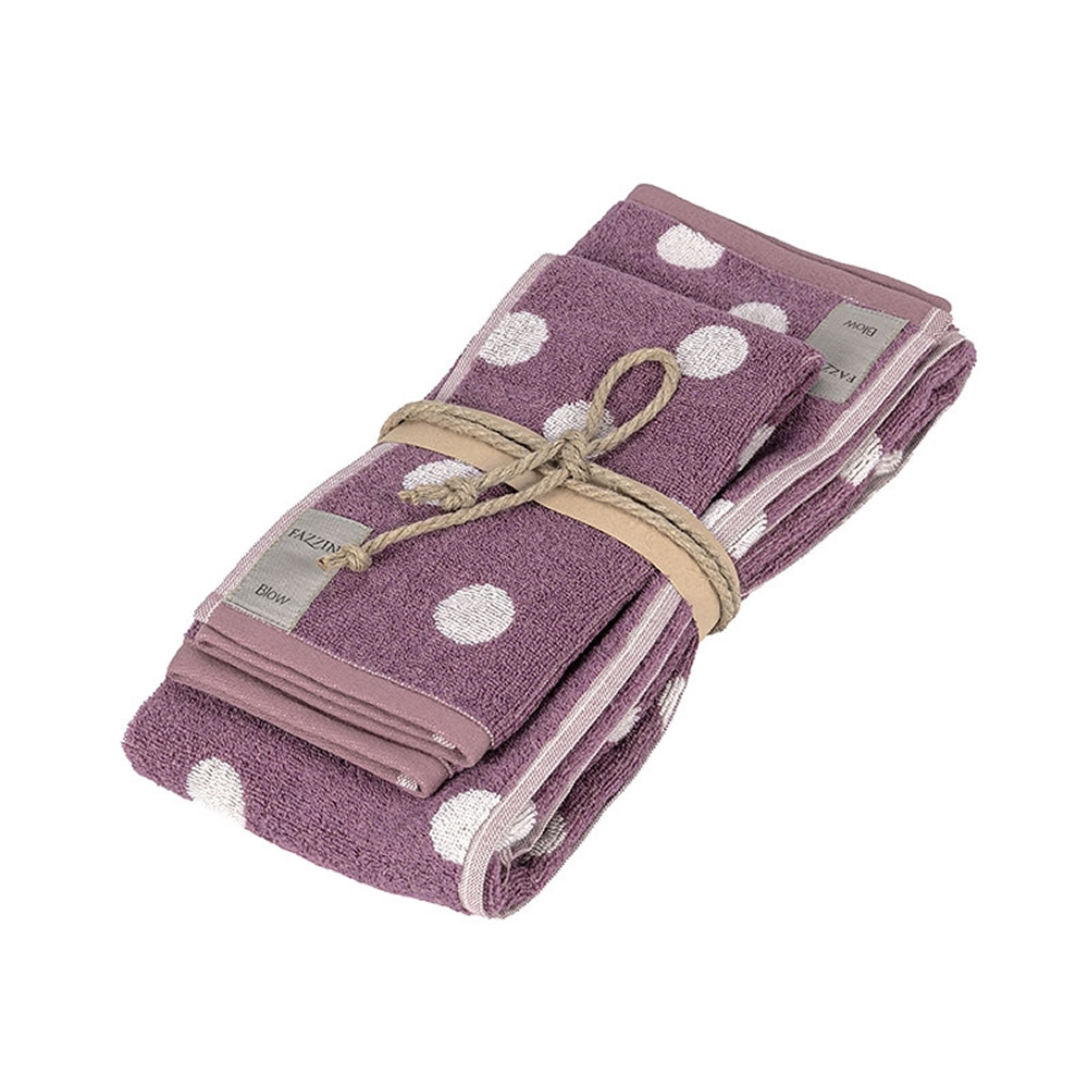 Image of SET OSPITE E ASCIUGAMANO POIS PURPLE FAZZINI