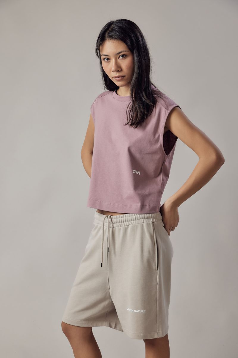 T-Shirt Smanicata Loose Fit Dusty Pink