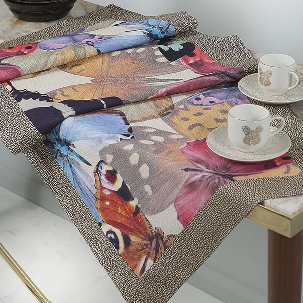 Image of RUNNER BUTTERFLY 50*150 COTONE STAMPATO BORBONESE