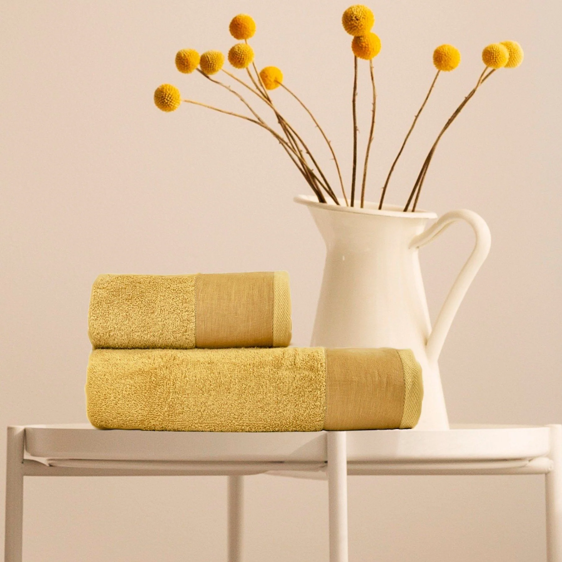 Image of Coppia di Spugna con Balza in<br> Lino StoneWashed - <b>Loira