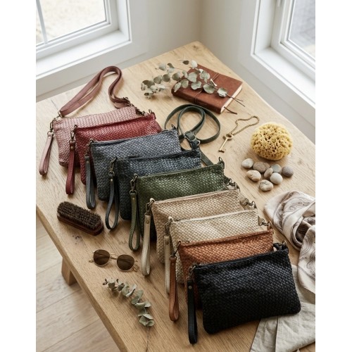 Elvaria Woven Calf Leather Crossbody Bag