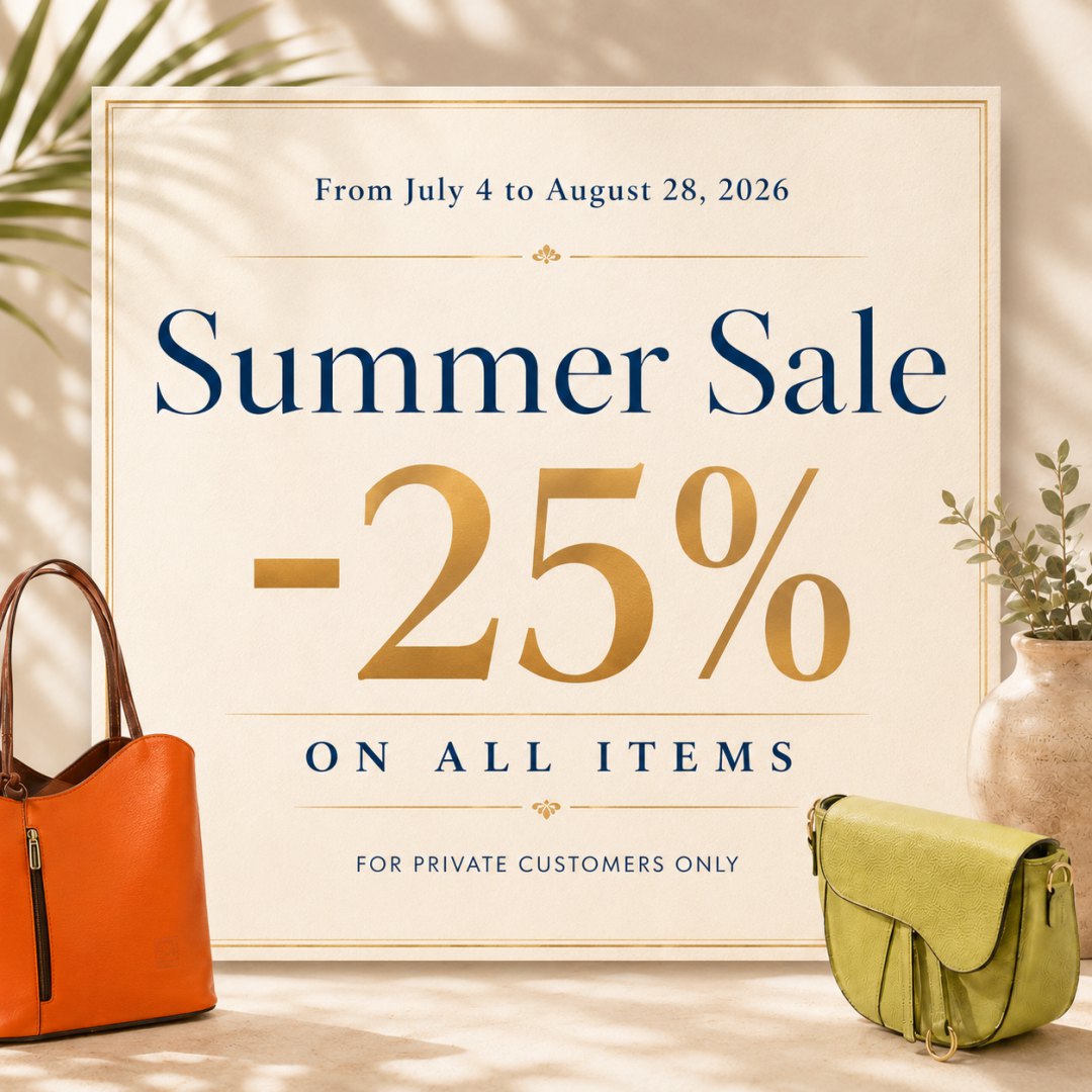 Florence Leather Market Summer Sale - 25% off all items, from July 4 to August 28, 2026