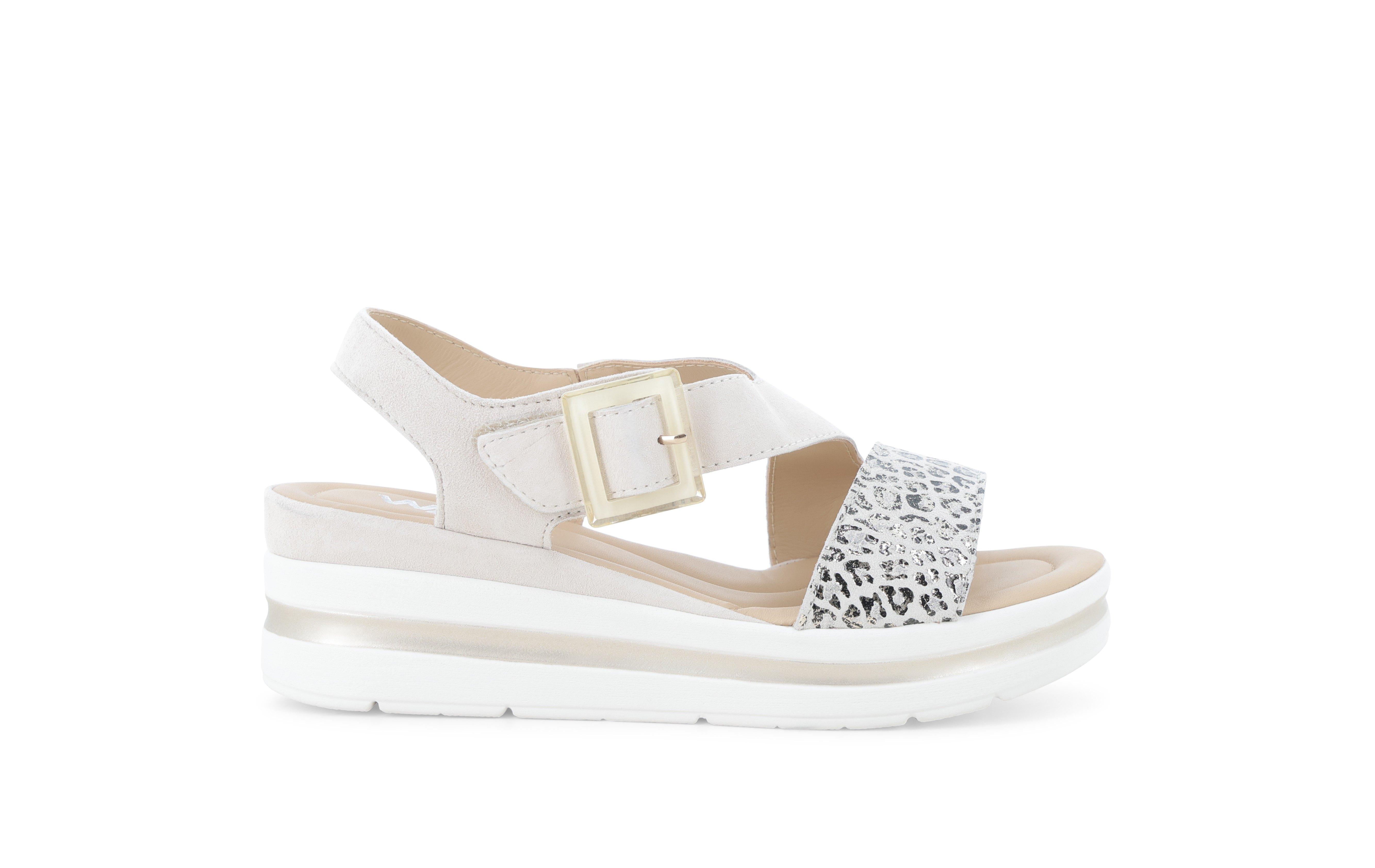 Sandalo donna comodo il pelle beige crema 019270