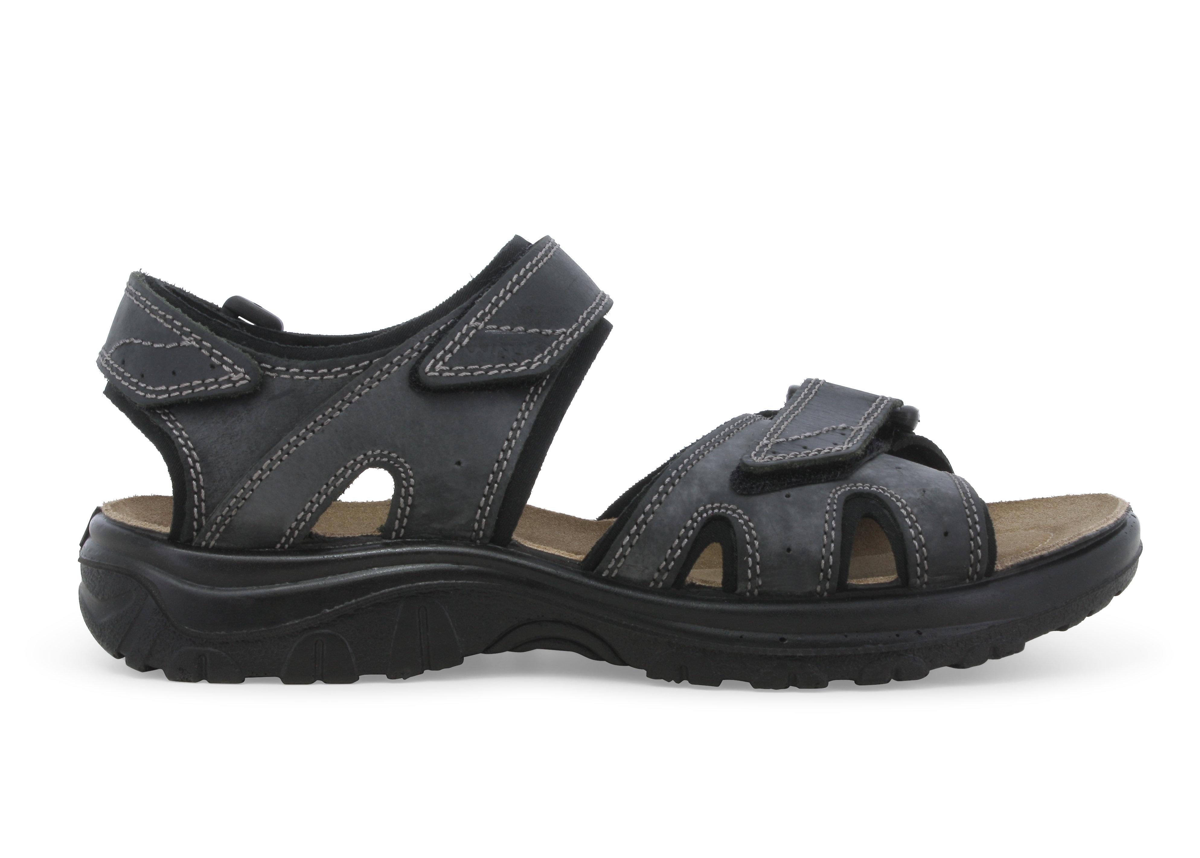 Sandalo uomo con velcro regolabile in tessuto nero u55221q