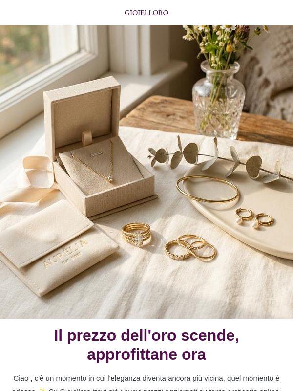 Il prezzo dell'oro scende, approfittane ora