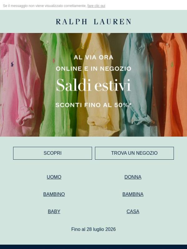 I nostri saldi estivi sono iniziati | Sconti fino al 50%